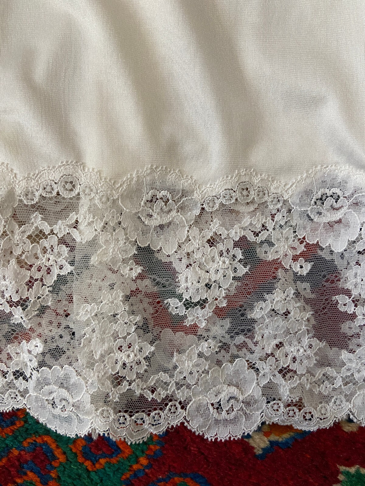 Vintage 1960s French White Lace Slip