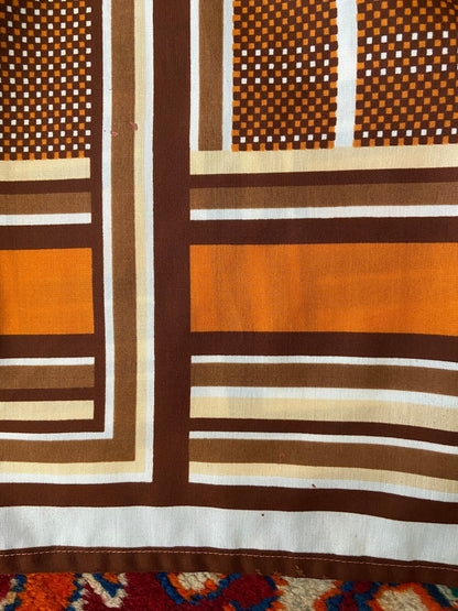 Vintage 1980s Brown Geometric Print Shirt Dress