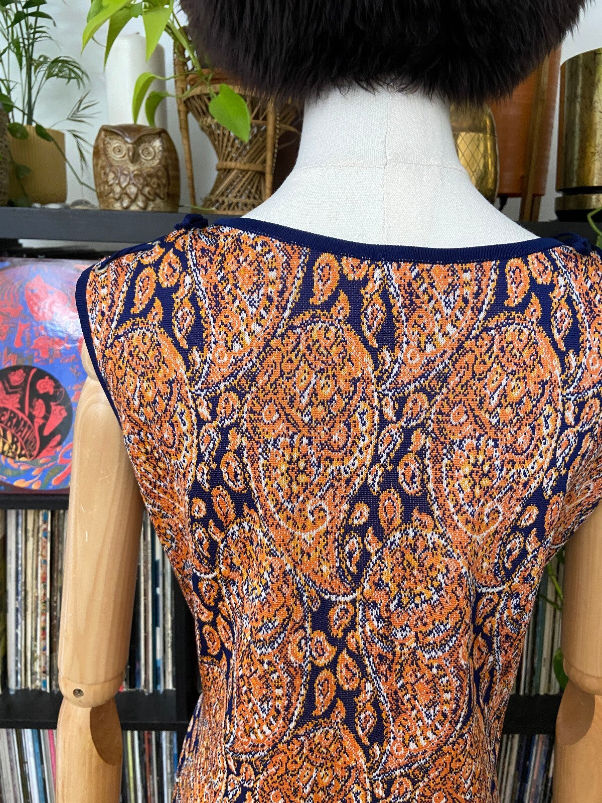 Vintage 1960s Orange & Navy Shift Dress