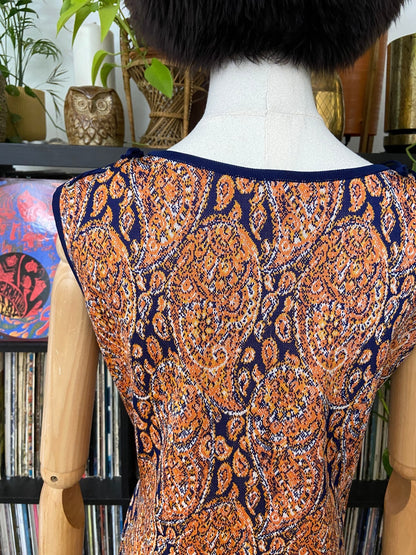 Vintage 1960s Orange & Navy Shift Dress