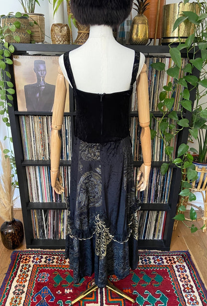 Vintage 1980s Gothic Black & Gold Dress