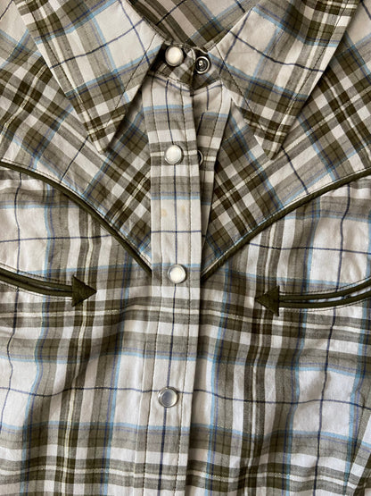 Vintage Y2K White & Khaki Western Shirt