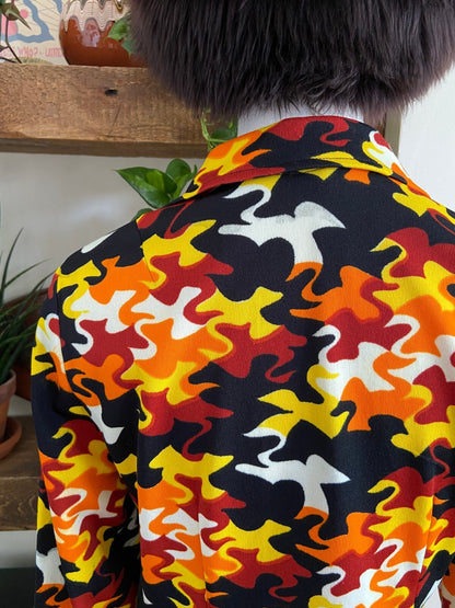 Vintage 1970s Orange & Yellow Retro Print Shirt