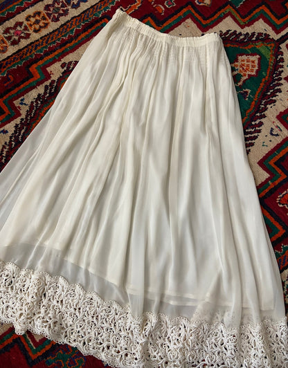 Vintage 1970s Cream Bohemian Maxi Skirt