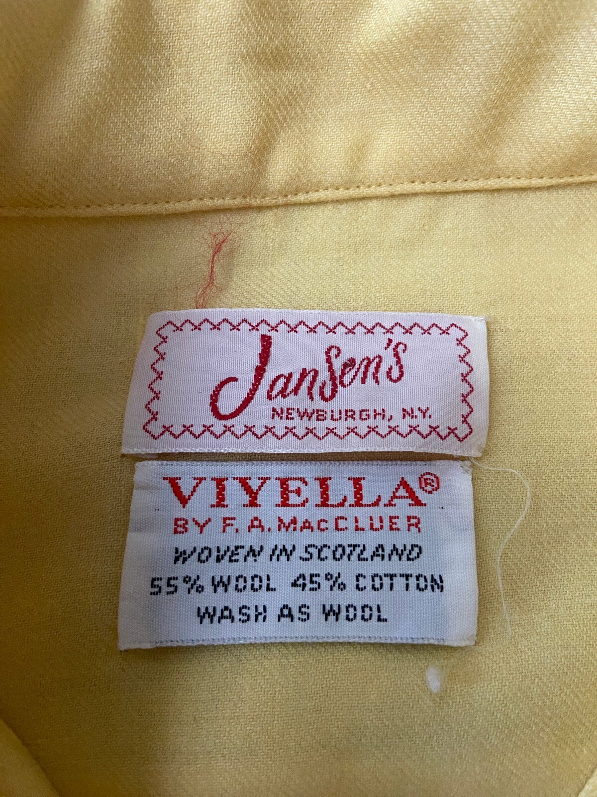 Vintage 1970s Yellow Wool-Rich Dagger Collar Shirt