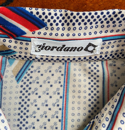 Vintage 1970s Geometric Print Dagger Collar Shirt