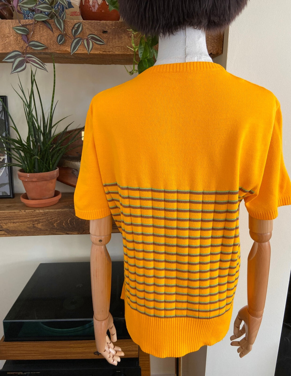 Vintage 1970s Bright Yellow Striped Knit Top