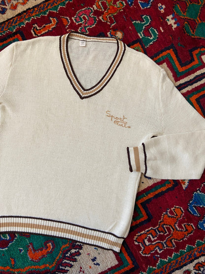 Vintage 1970s Italian V-Neck Sports Jumper