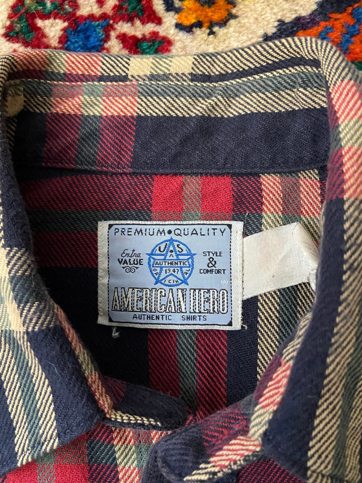 Vintage 90s Red & Navy Plaid Western Shirt