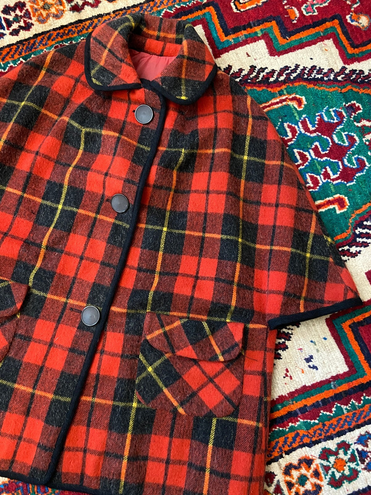 Vintage 1960s Tartan Plaid Cape Coat