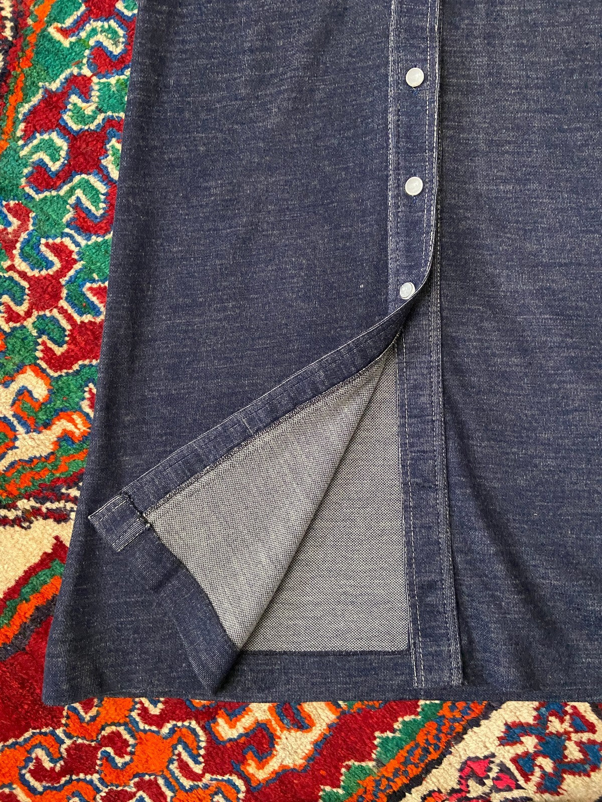 Vintage 1970s Denim Look Button Down Dress