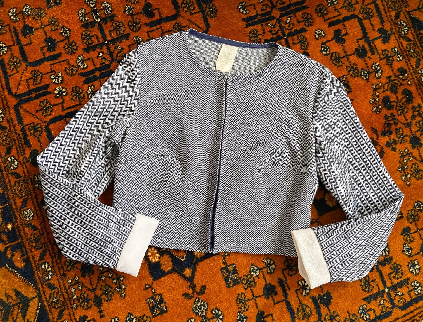 Vintage 1960s Navy & White Cropped Jacket