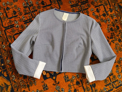 Vintage 1960s Navy & White Cropped Jacket