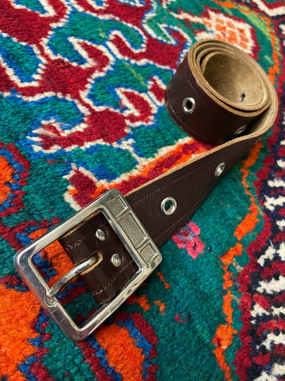 Vintage 1970s Brown Belt With Eyelets