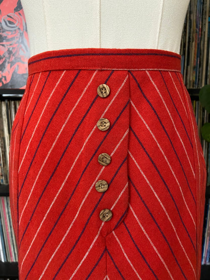 Vintage 1970s Red Pinstripe Skirt