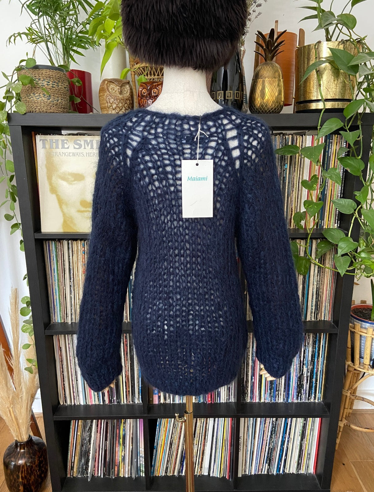 Maiami Navy Loose Knit Handmade Mohair Jumper