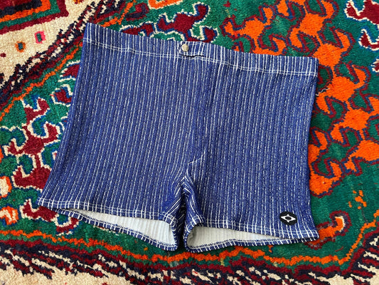 Vintage 1970s Navy Textured Swim Shorts