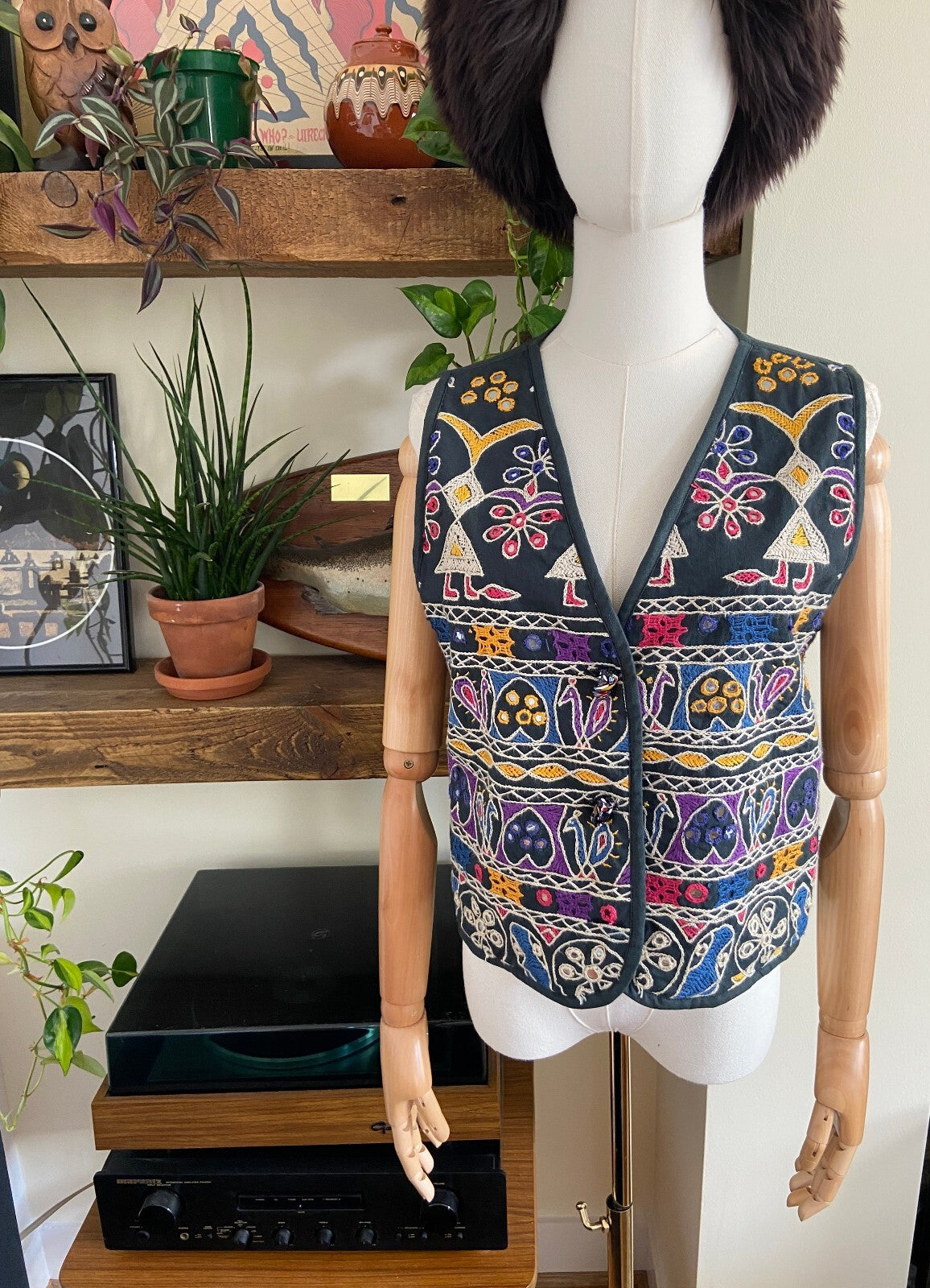 Vintage Indian Embroidered Hippie Waistcoat