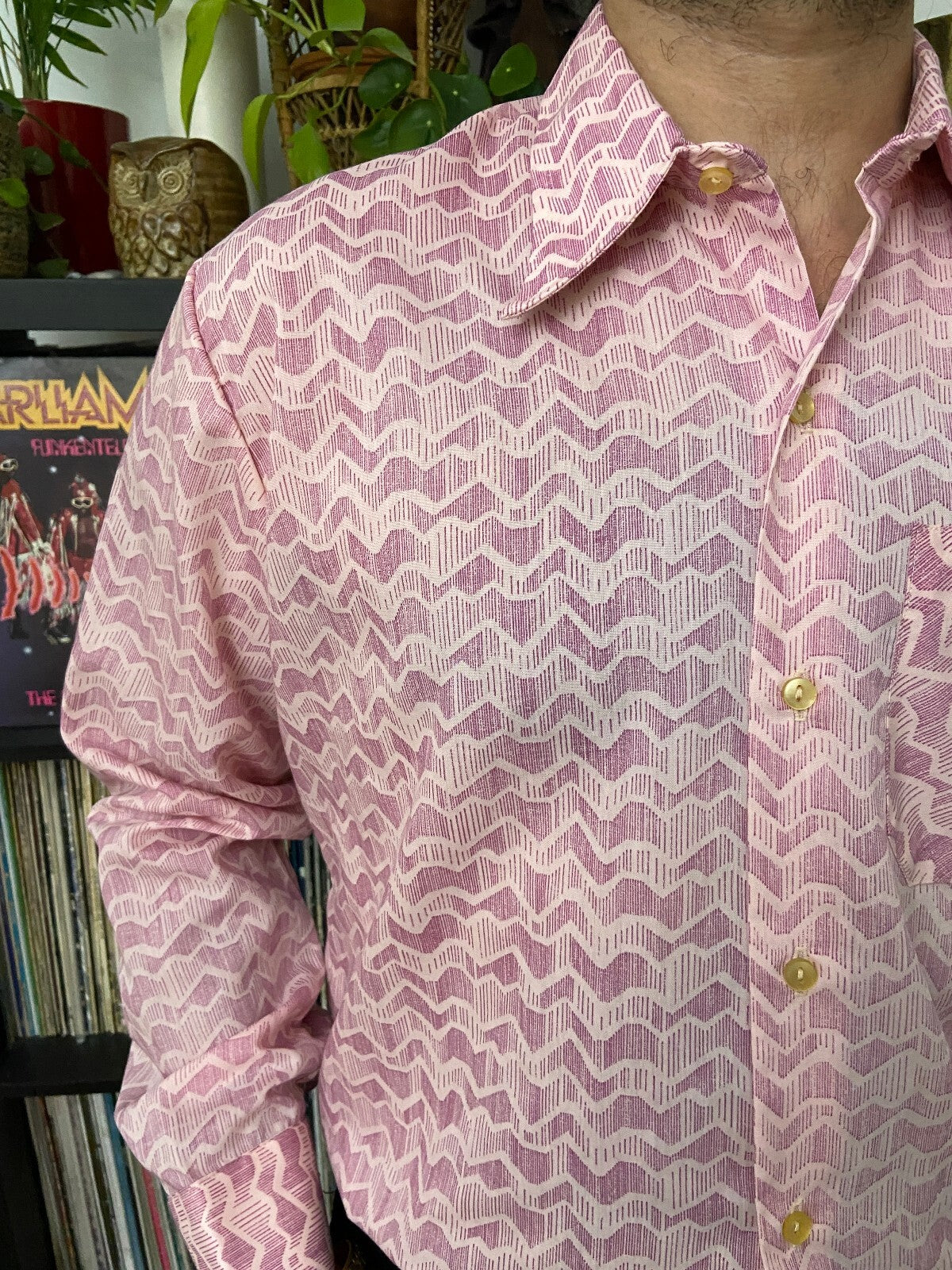 Vintage 1970s Zig-Zag Dagger Collar Shirt