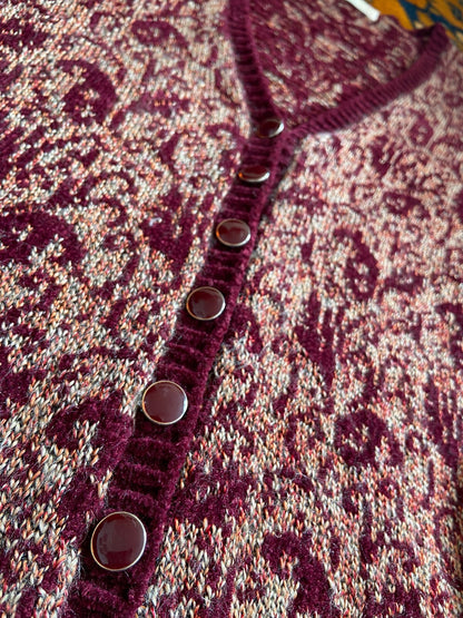 Vintage 1960s Purple Chenille Cardigan