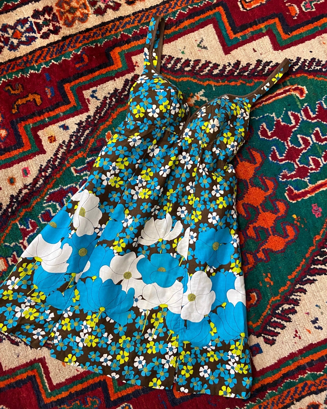 Vintage 1960s Flower Power Mini Dress