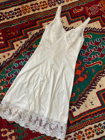 Vintage 1960s French White Lace Slip