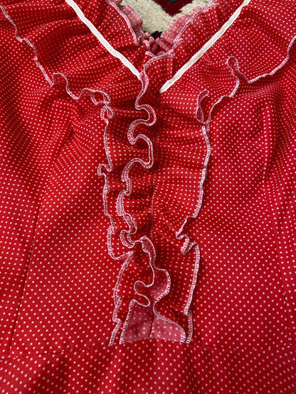 Vintage 1970s Red Spot V-Neck Maxi Dress