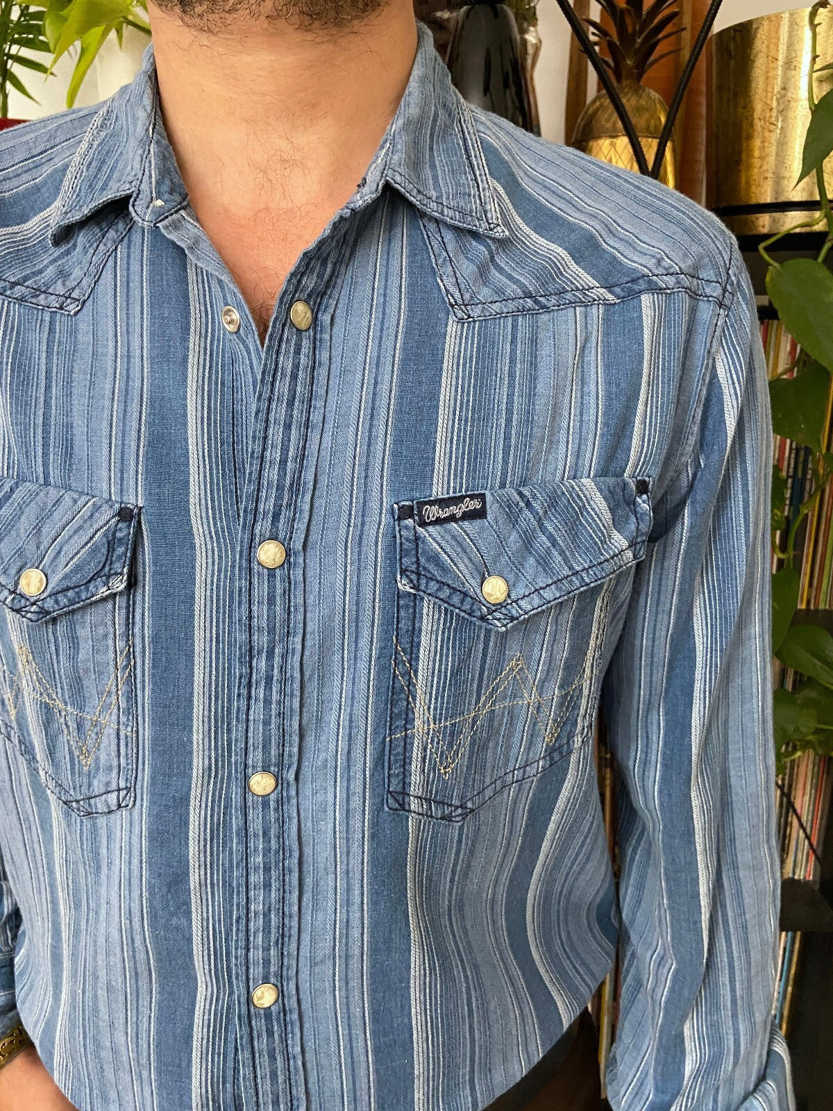Vintage 90s Wrangler Striped Western Shirt