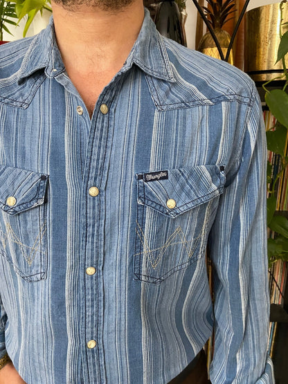 Vintage 90s Wrangler Striped Western Shirt