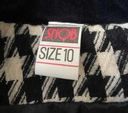 Vintage 1980s B&W Houndstooth Cropped Blazer