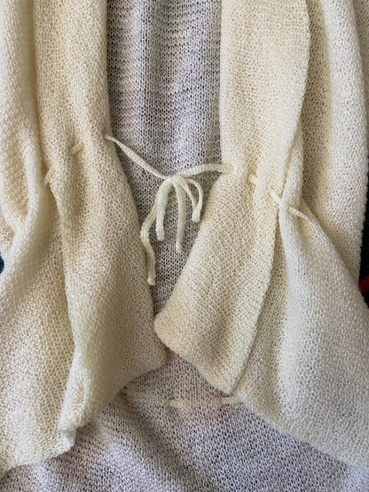 Vintage 1970s Cream Wool Knitted Bed Jacket