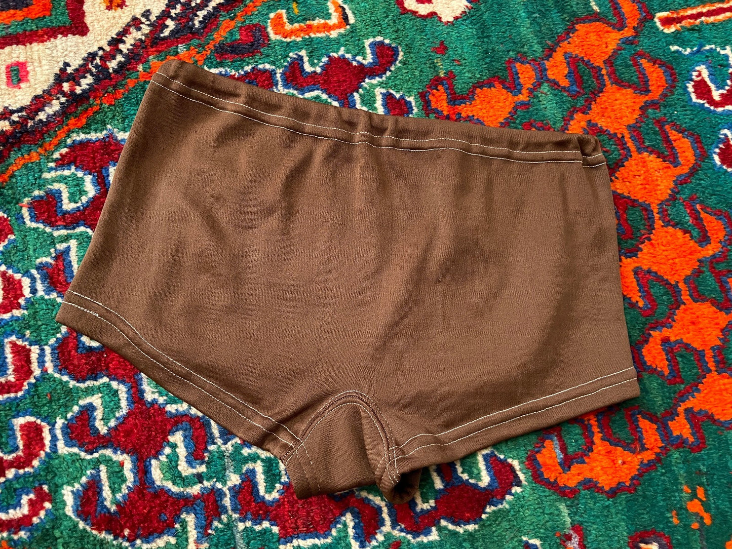 Vintage 1970s Brown & Tan Swim Shorts