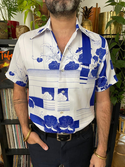 Vintage 1970s Hawaiian Dagger Collar Shirt