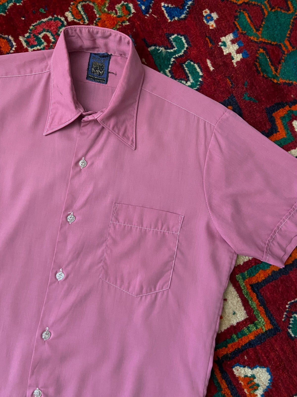 Vintage 1970s Short Sleeve Pink Rifle Shirt