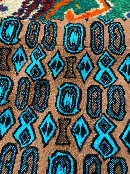 Vintage 1970s Brown & Turquoise Print Swim Shorts
