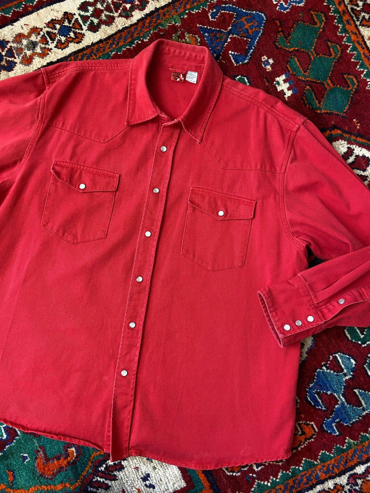 Vintage 90s Red Twill Western Shirt