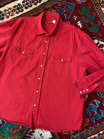 Vintage 90s Red Twill Western Shirt