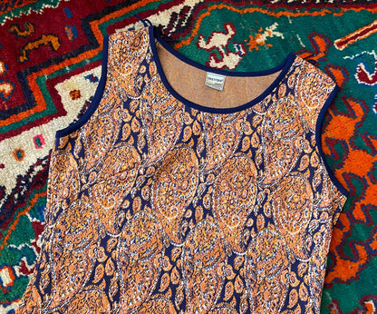 Vintage 1960s Orange & Navy Shift Dress