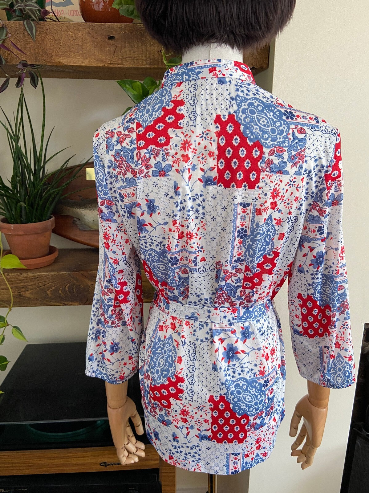 Vintage 1970s Patchwork Belted Shirt
