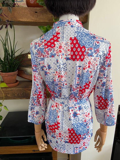 Vintage 1970s Patchwork Belted Shirt