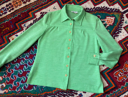 Vintage 1970s Green Thick Knit Shirt