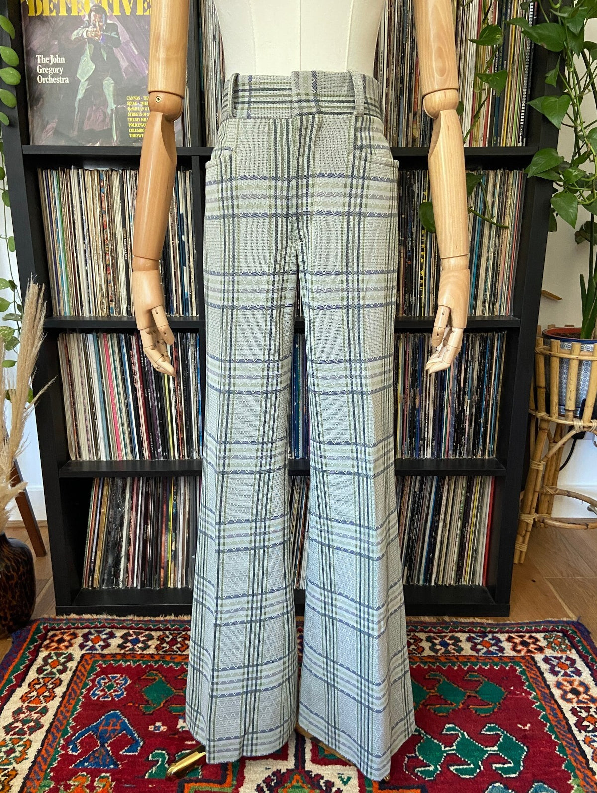 Vintage Dusty Green Riviera Flared Knit Trousers W30 / L32