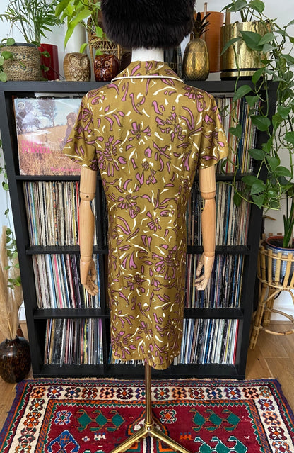 Vintage 1970s Ochre Collared Dress