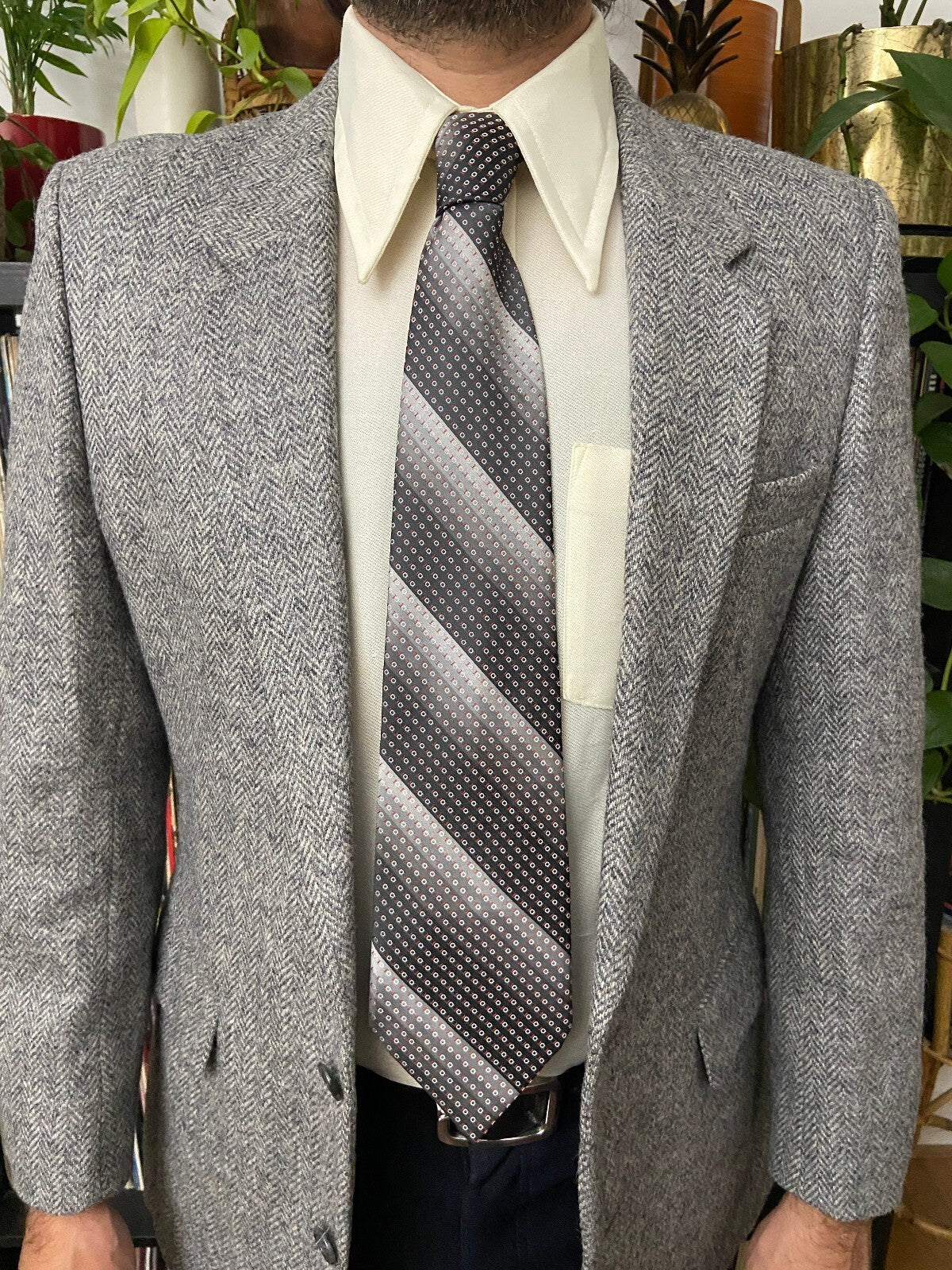 Vintage 1970s Grey St Michael Kipper Tie
