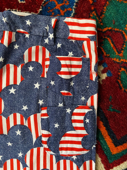 Vintage 1970s Stars & Stripes Patchwork Flared Bellbottom Trousers W30