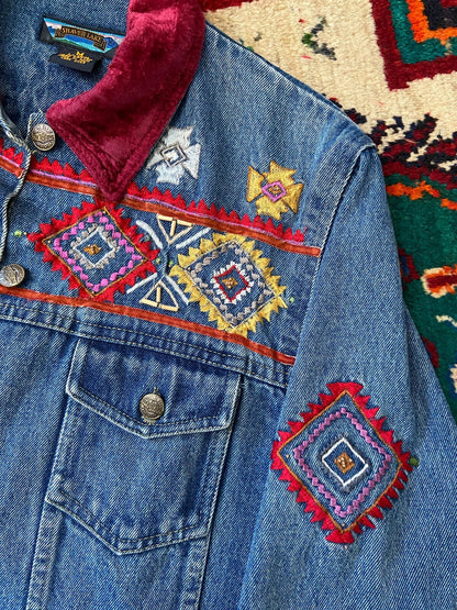 Vintage 90s Southwestern Embroidered Denim Jacket