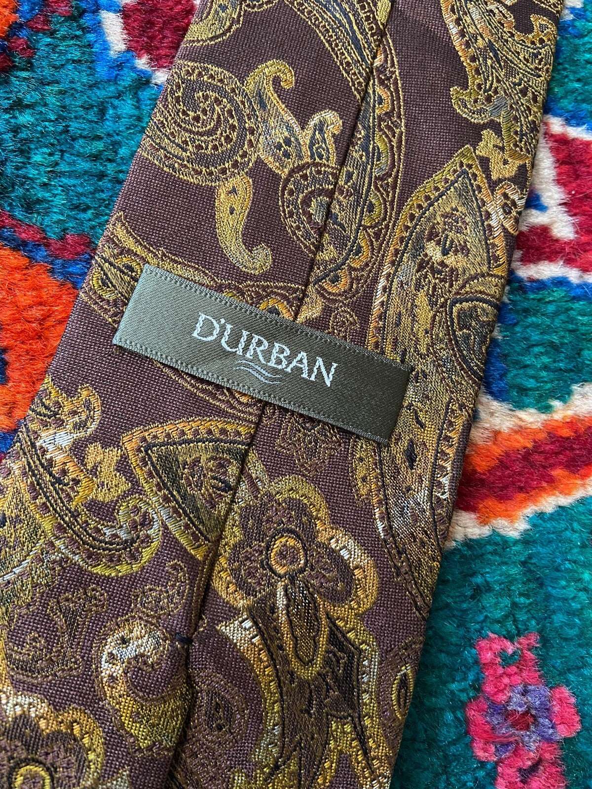 Vintage 1980s Japanese Brown Paisley Silk Tie