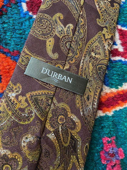 Vintage 1980s Japanese Brown Paisley Silk Tie