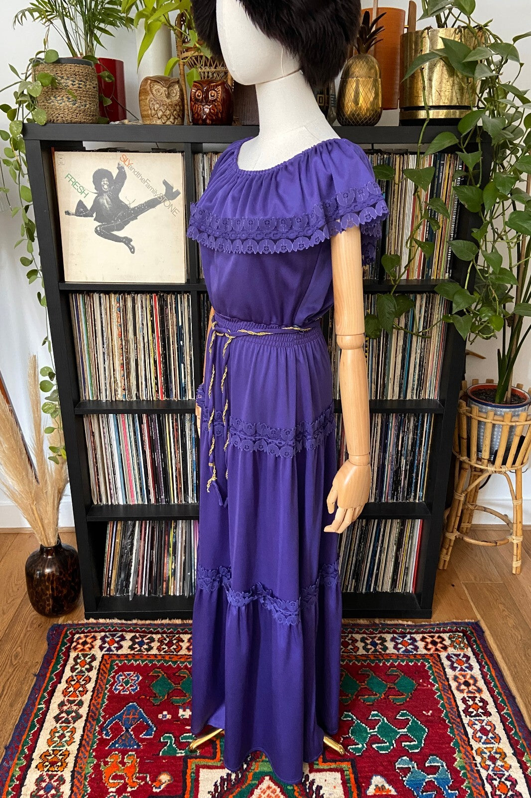 Vintage 1980s C&A Purple Prairie Maxi Dress