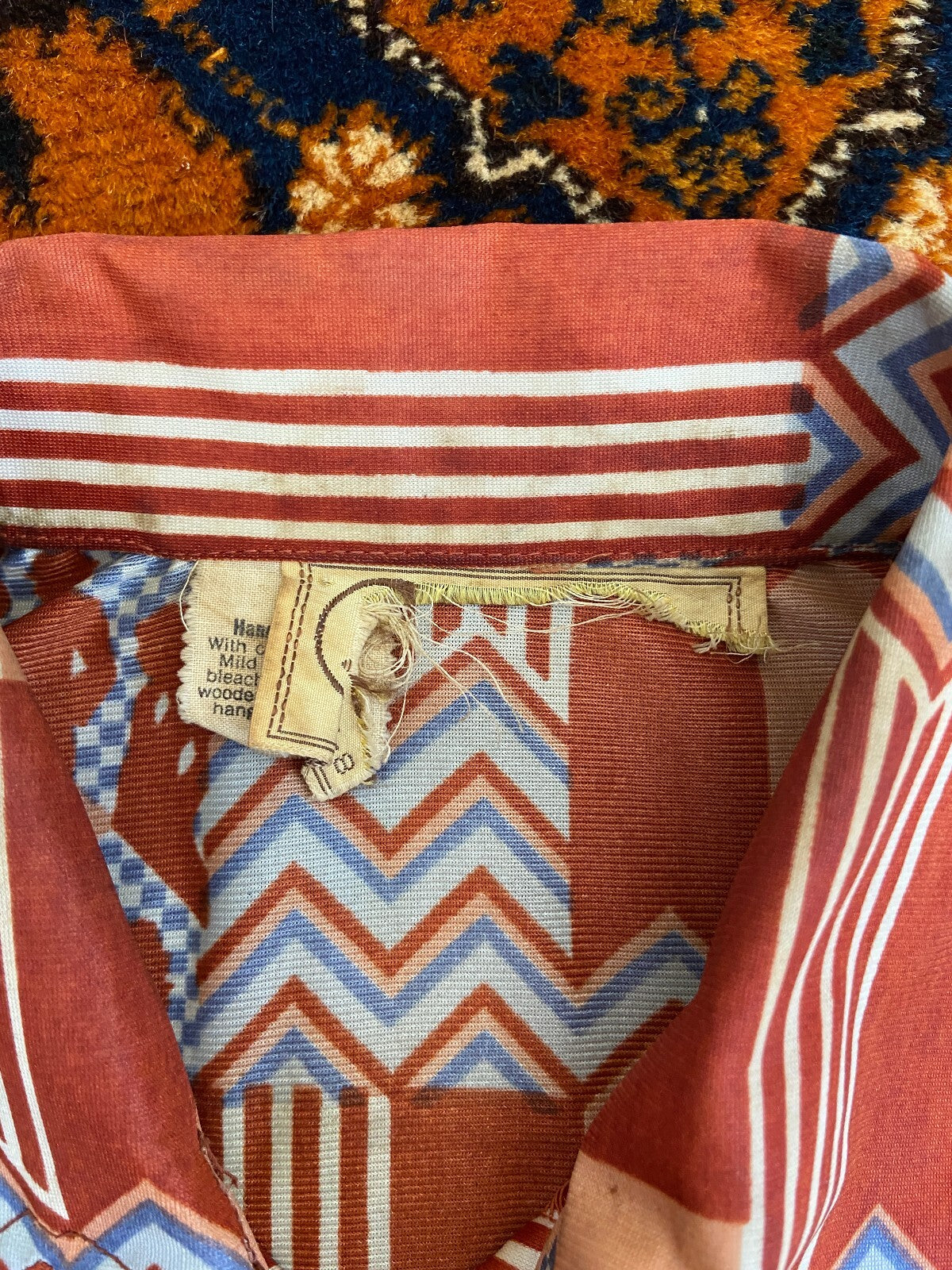 Vintage 1970s Brown Geometric Print Shirt